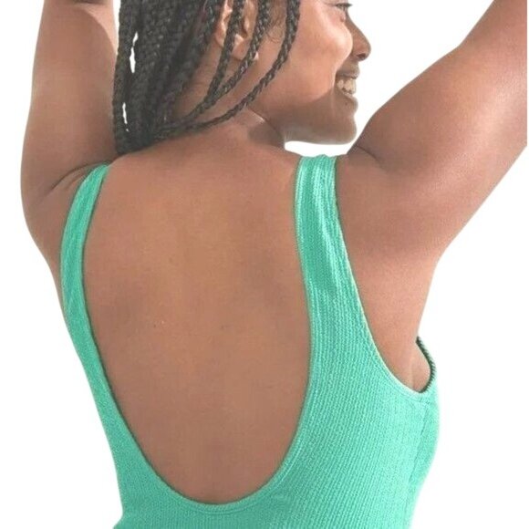 Cotton on One-Piece Swimsuit Honeydew Melon Crinkle Open Back Cheeky Swimwear XS - Picture 6 of 9